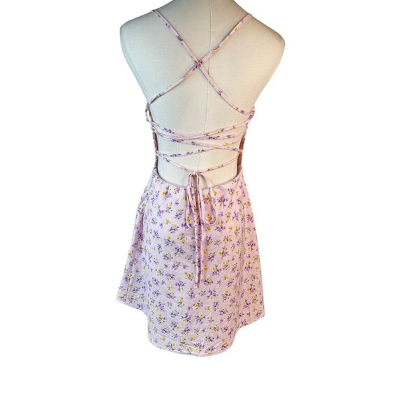 Strappy Small Back Mini Dress Pink/Purple Fully Lined Sweetheart Neckline - Picture 2 of 12